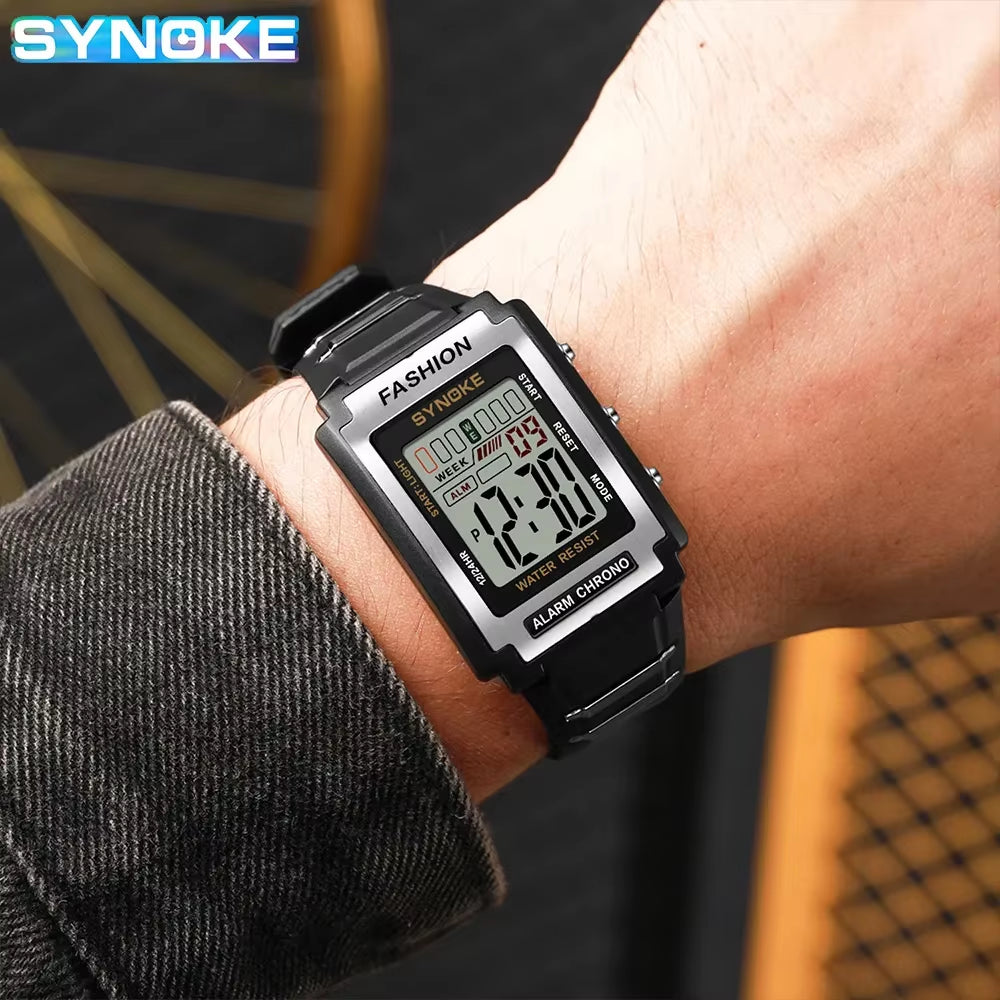 Stylish Men's Waterproof Sports Watch - 50M, Night Light, Large Screen & Alarm - Retro Trendsetter