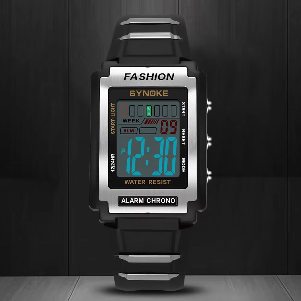 Stylish Men's Waterproof Sports Watch - 50M, Night Light, Large Screen & Alarm - Retro Trendsetter