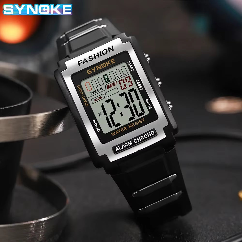 Stylish Men's Waterproof Sports Watch - 50M, Night Light, Large Screen & Alarm - Retro Trendsetter