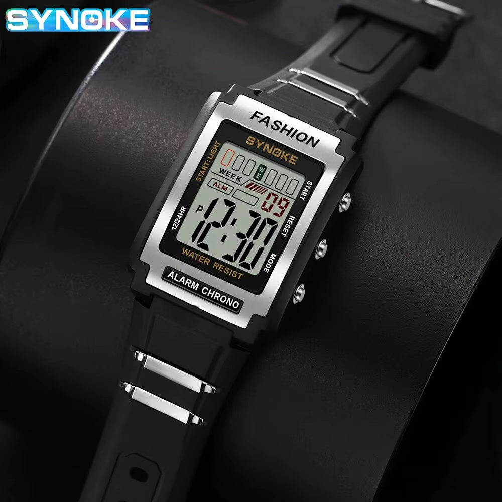 Stylish Men's Waterproof Sports Watch - 50M, Night Light, Large Screen & Alarm - Retro Trendsetter